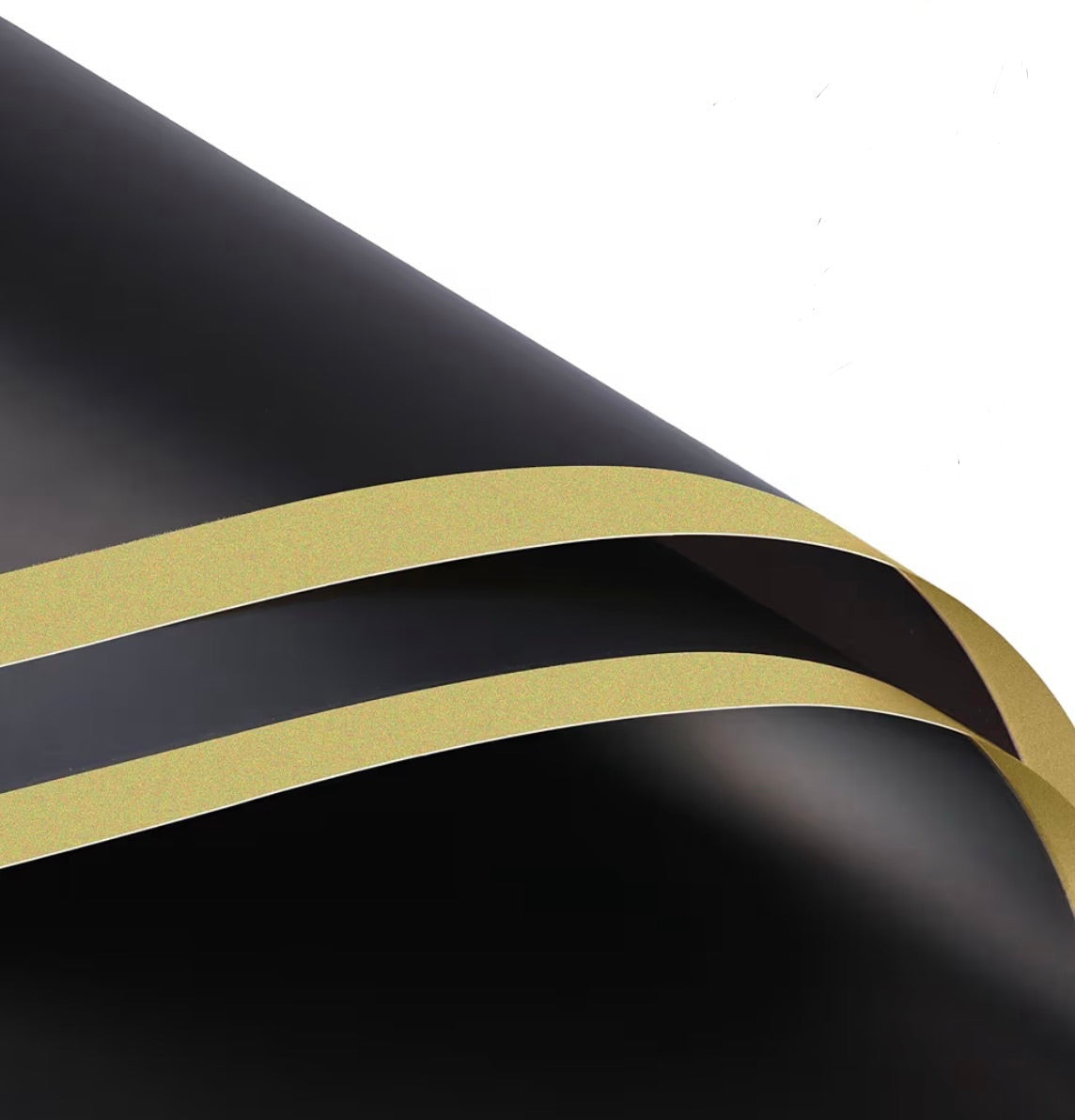Black Waterproof Wrapping Paper – Gold Edge (20 Sheets)