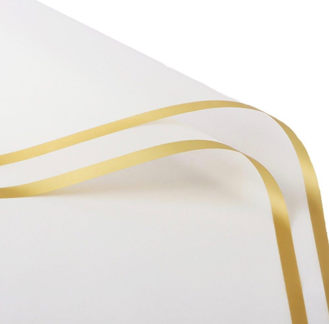 White Waterproof Wrapping Paper – Gold Edge (20 Sheets)
