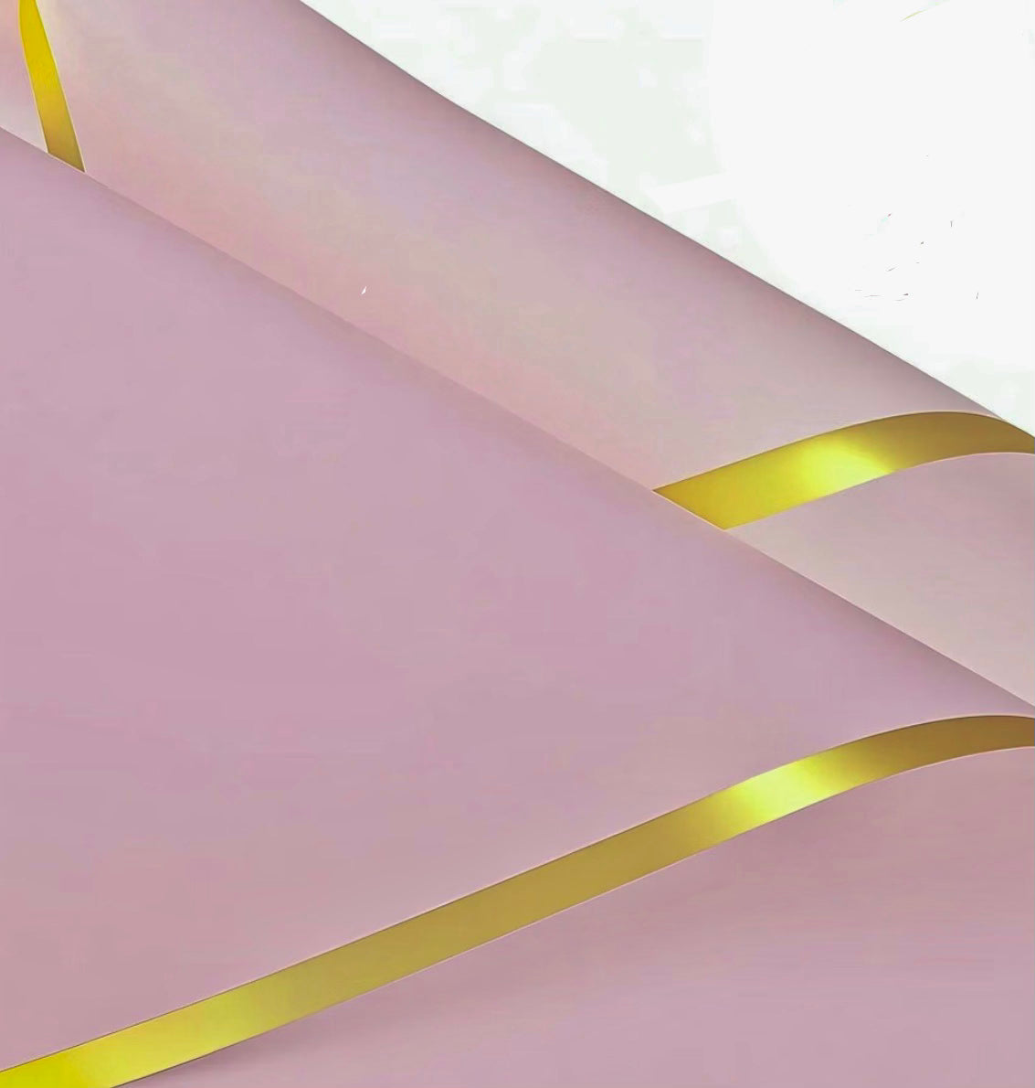 Dusty Pink Waterproof Wrapping Paper – Gold Edge (20 Sheets)