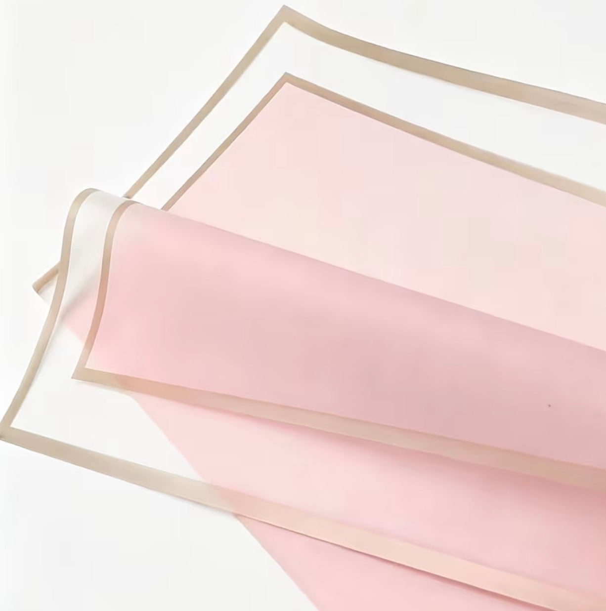 Pink Transparent Waterproof Wrapping Paper – Gold Edge (20 Sheets)