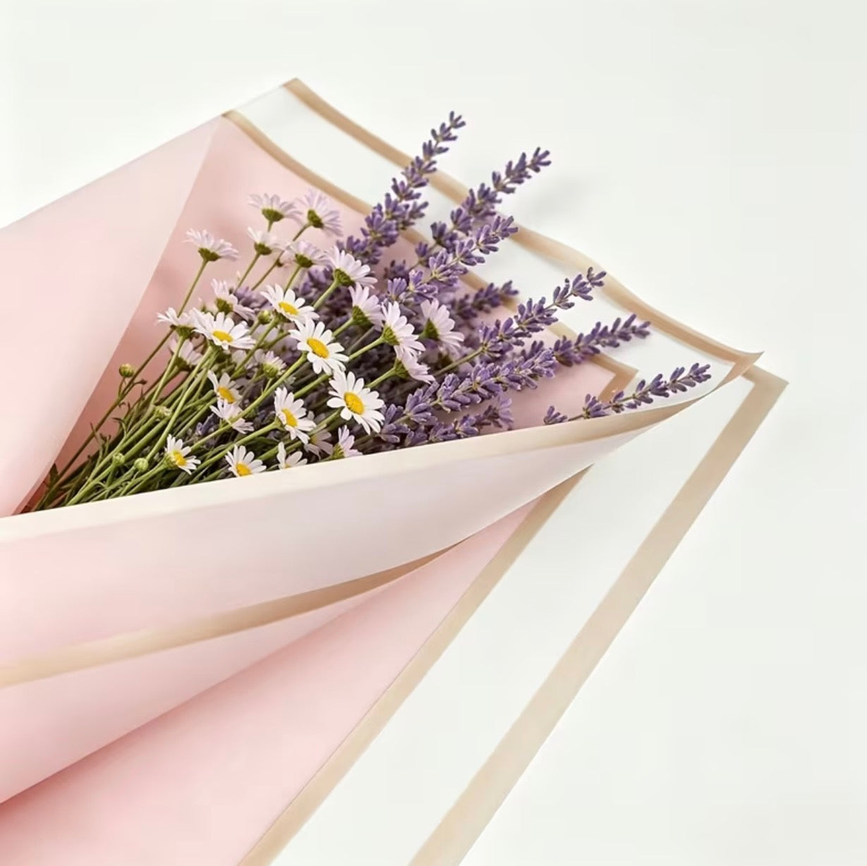 Pink Transparent Waterproof Wrapping Paper – Gold Edge (20 Sheets)