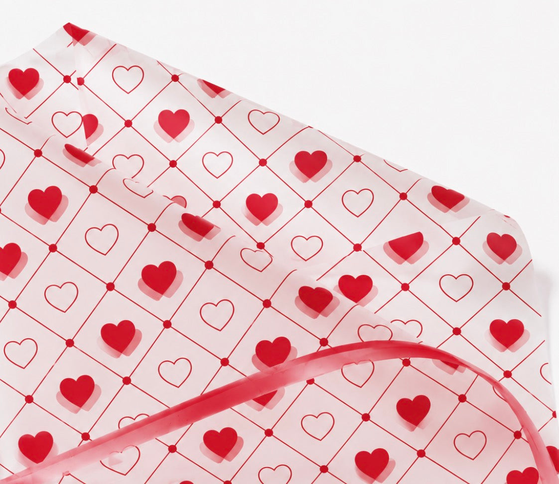Red Hearts Waterproof Wrapping Paper (20 Sheets)