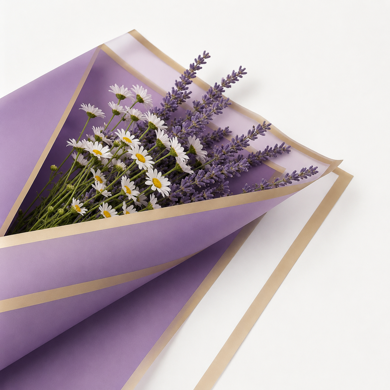 Lilac Transparent Waterproof Wrapping Paper – Gold Edge (20 Sheets)
