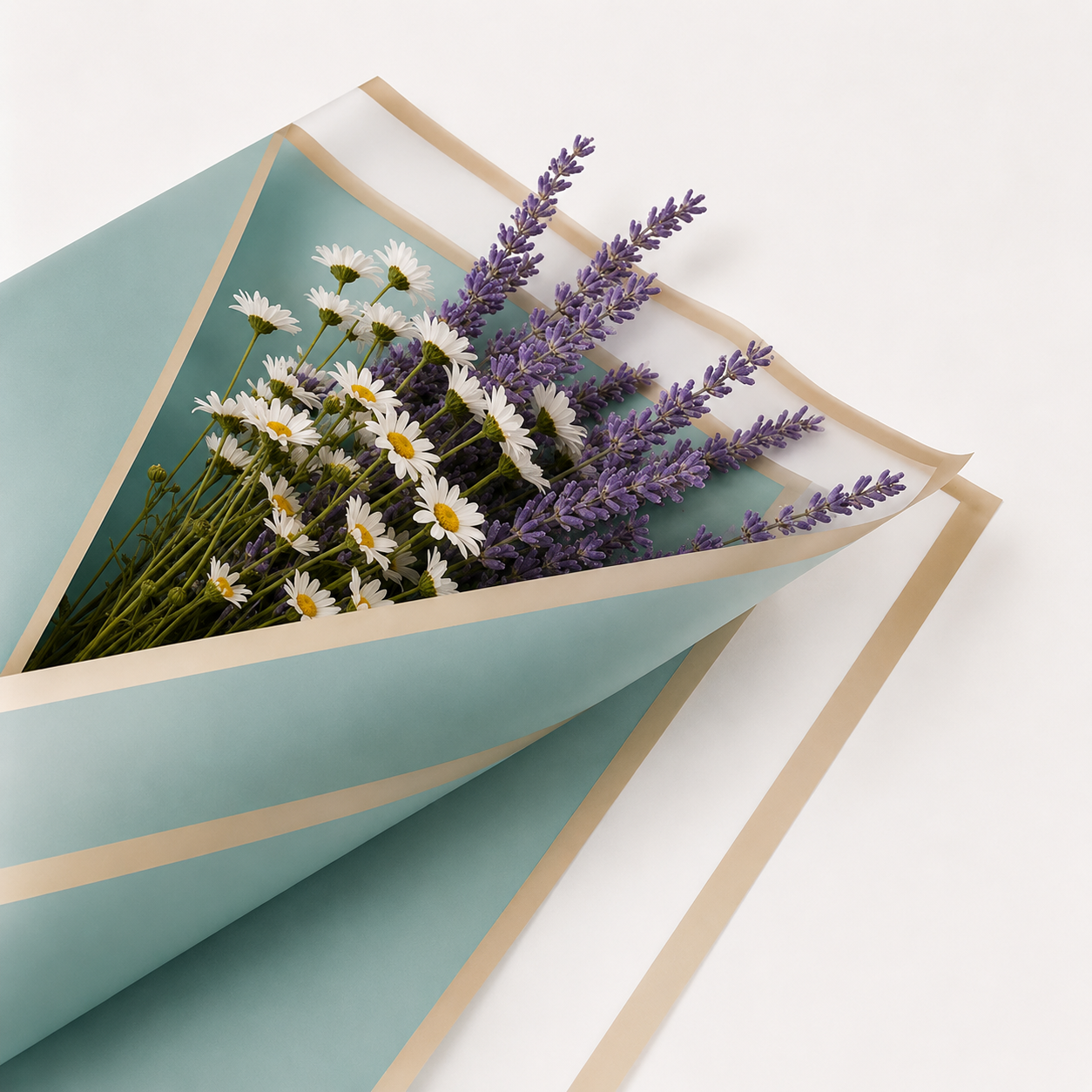 Green Transparent Waterproof Wrapping Paper – Gold Edge (20 Sheets)