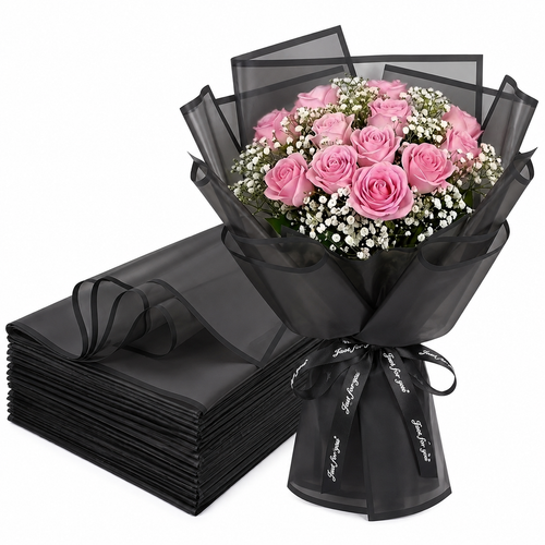 Black Transparent Waterproof Wrapping Paper (20 Sheets)
