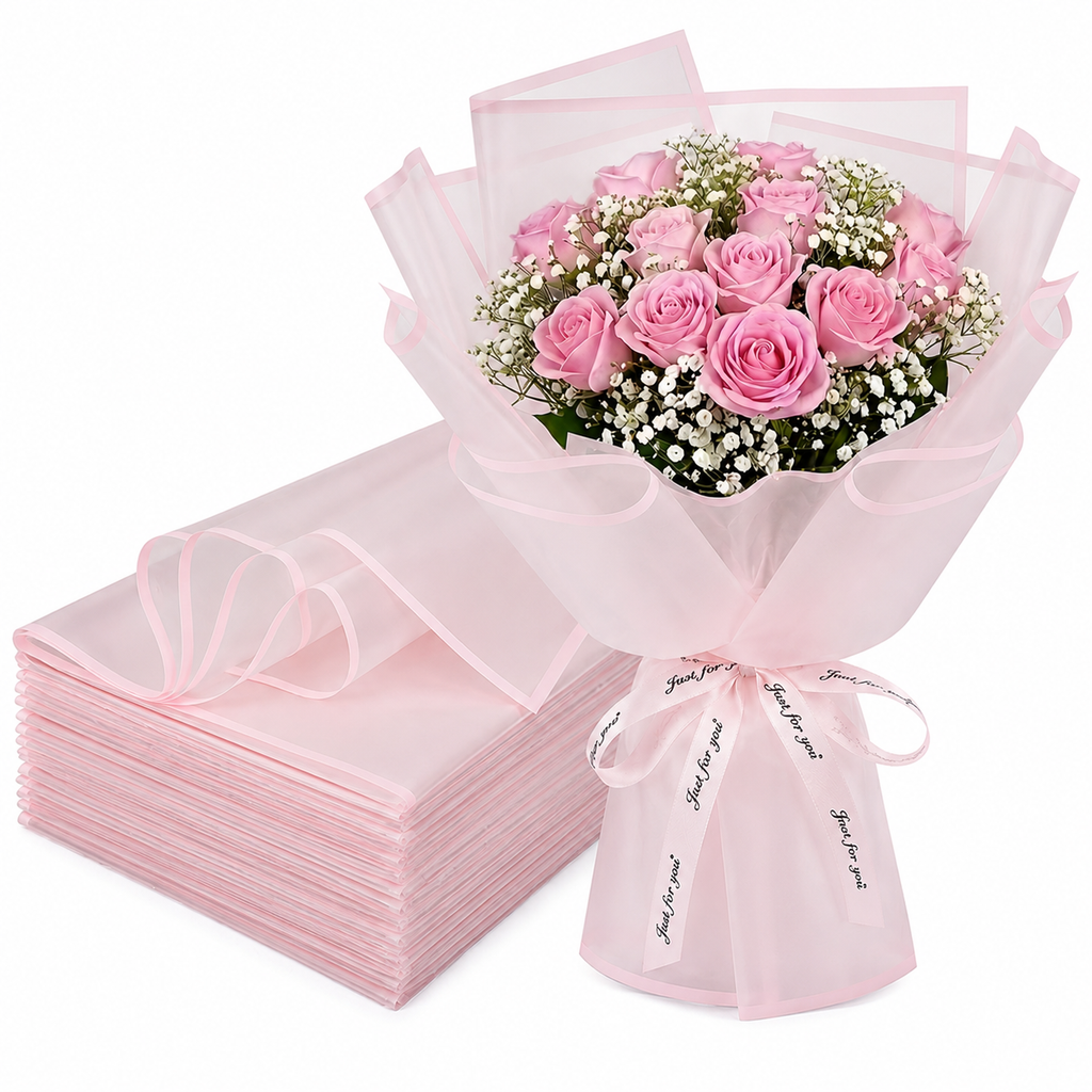 Pink Transparent Waterproof Wrapping Paper (20 Sheets)