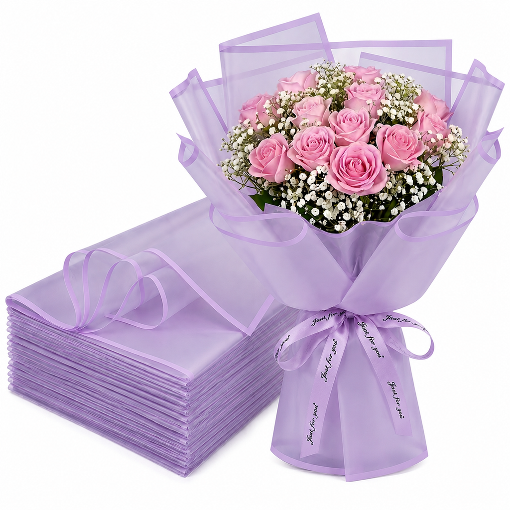 Purple Transparent Waterproof Wrapping Paper (20 Sheets)