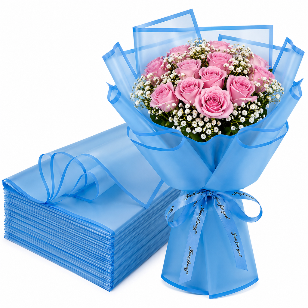 Blue Transparent Waterproof Wrapping Paper (20 Sheets)