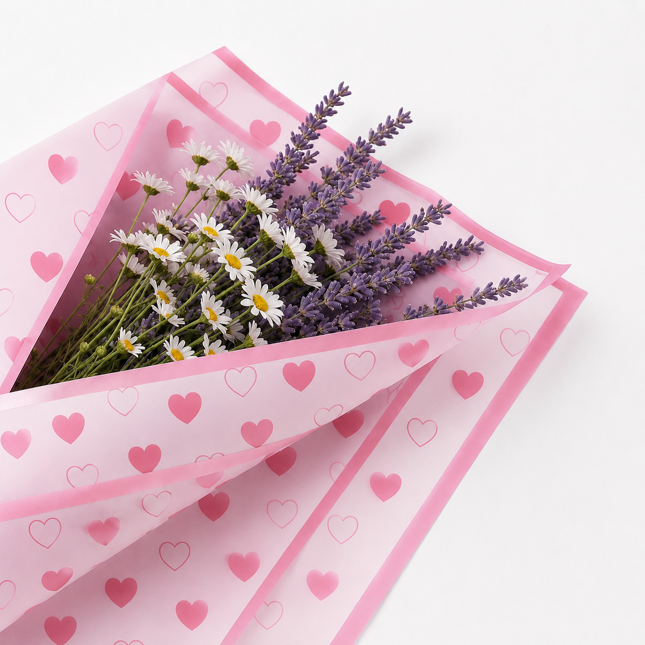 Pink Hearts Waterproof Wrapping Paper (20 Sheets)