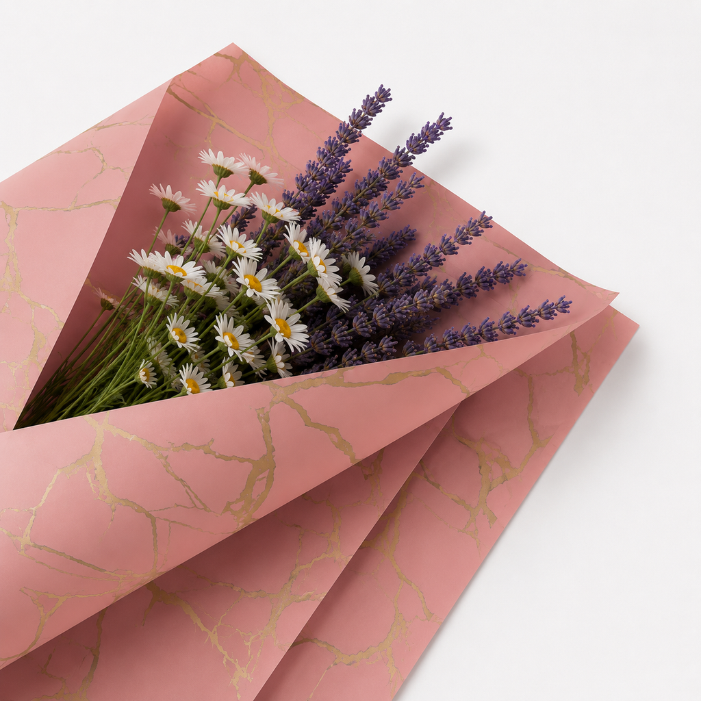 Pink Marble Waterproof Wrapping Paper (20 Sheets)
